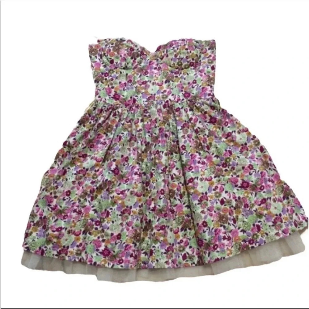Sans Souci Strapless Floral Spring/Summer Dress Size Small